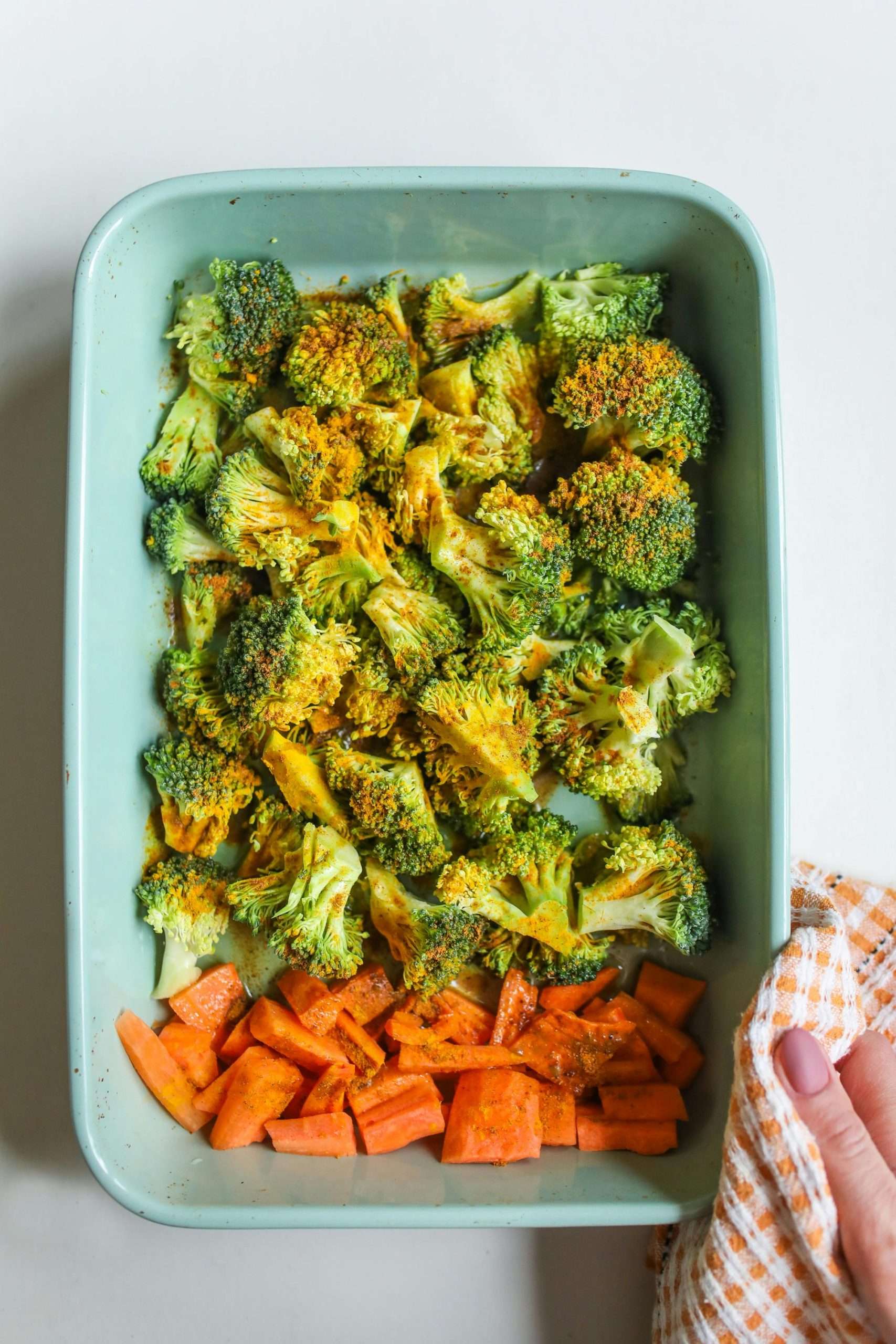 photo of broccoli on a tray