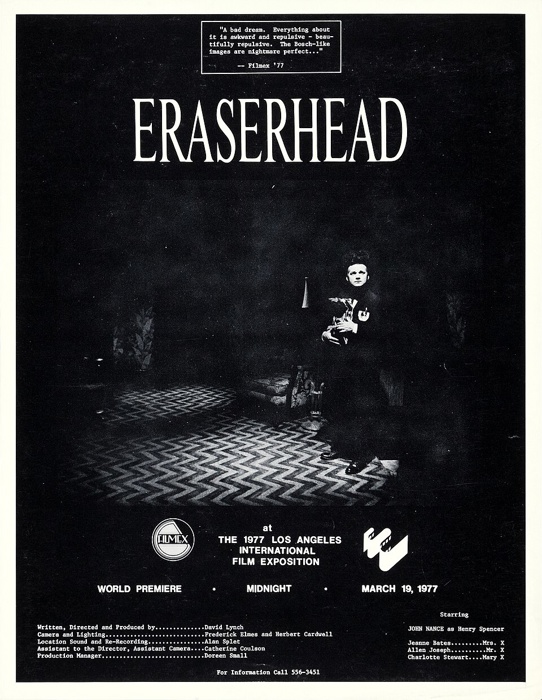 Original poster for the world premiere of Eraserhead at Filmex '77